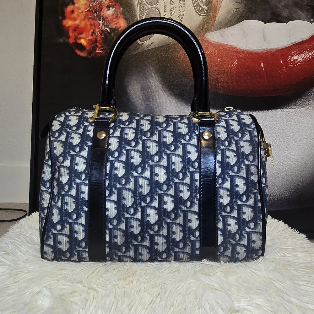 Dior Blue and White Satchel with Monogram Print - Picture 4 of 16